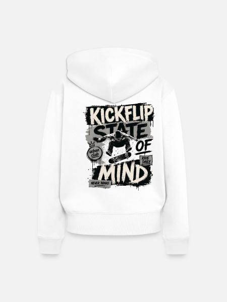 Kickflip-Geisteszustand - Frauen Premium Bio Zip Hoodie - Weiß