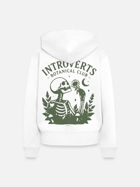 Introvert Botanik Skelette Klub - Frauen Premium Bio Zip Hoodie - Weiß