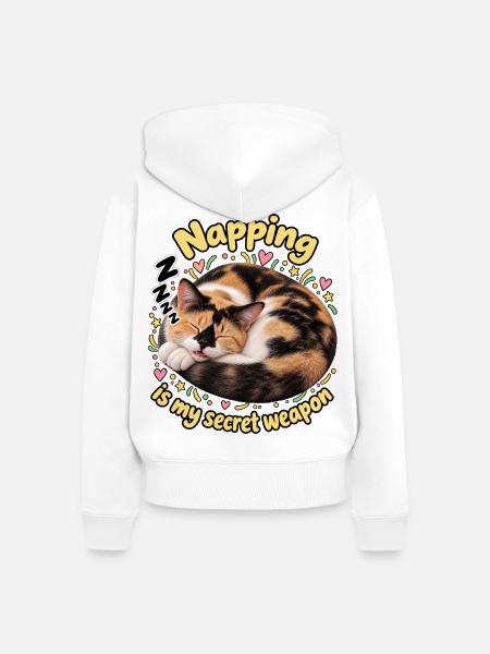 Schlafende Katze - Frauen Premium Bio Zip Hoodie - Weiß