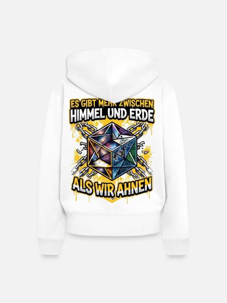 HimmelErde Kosmischer Würfel - Frauen Premium Bio Zip Hoodie - Weiß
