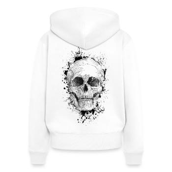 Crâne - Sweat à capuche zippé Premium bio Femme - blanc - Dos - AI Model Female 172 light (172cm)