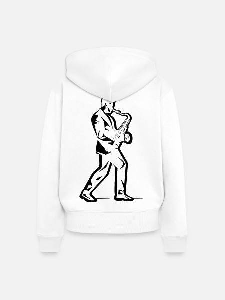 Saxophonist Zeichnung - Frauen Premium Bio Zip Hoodie - Weiß