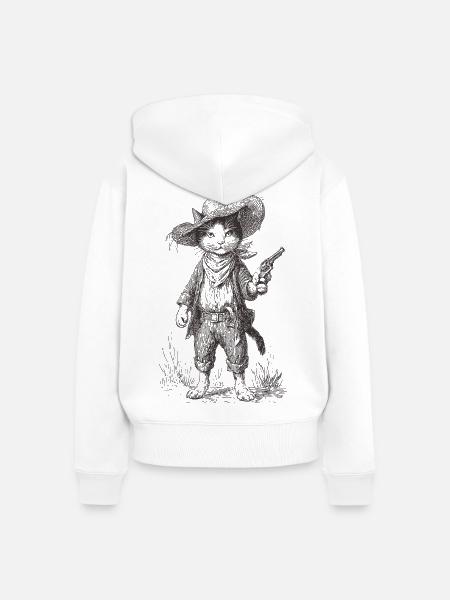 Katzenbandit - Frauen Premium Bio Zip Hoodie - Weiß