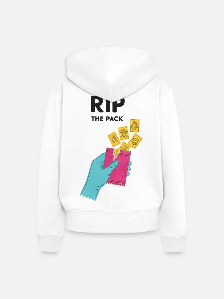 Rip The Pack Sammelkarten-Booster-Pack-Ripping - Frauen Premium Bio Zip Hoodie - Weiß
