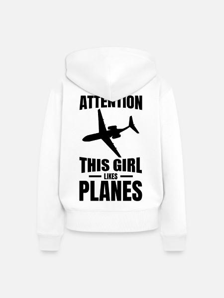 Flugzeugbeobachterin - Frauen Premium Bio Zip Hoodie - Weiß