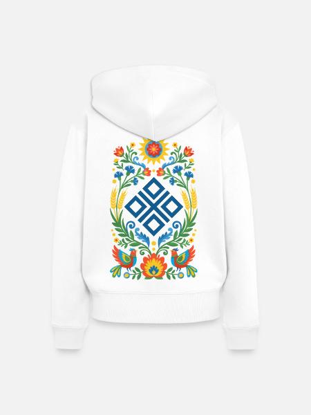 Mokosz-Volksornament - Frauen Premium Bio Zip Hoodie - Weiß