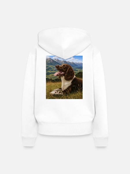 Berglandschaft Hundportrait - Frauen Premium Bio Zip Hoodie - Weiß
