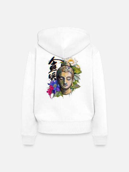 Lotus-Geisteszustand - Frauen Premium Bio Zip Hoodie - Weiß