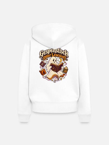 Gespenstisch guter Lesestoff - Frauen Premium Bio Zip Hoodie - Weiß