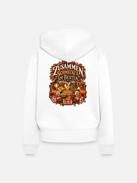 Gutes Essen, liebe Menschen - Frauen Premium Bio Zip Hoodie - Weiß
