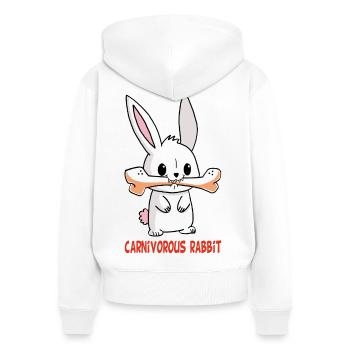 Fleischfressendes weißes Kaninchen - Frauen Premium Bio Zip Hoodie - Weiß - Hinten - AI Model Female 172 light (172cm)