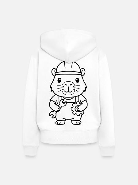 Niedliche Capybara-Ingenieur-Gliederung - Frauen Premium Bio Zip Hoodie - Weiß
