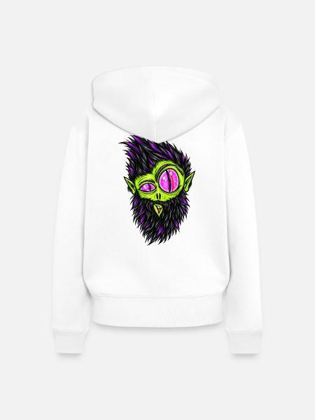 baertiger_Alien - Frauen Premium Bio Zip Hoodie - Weiß