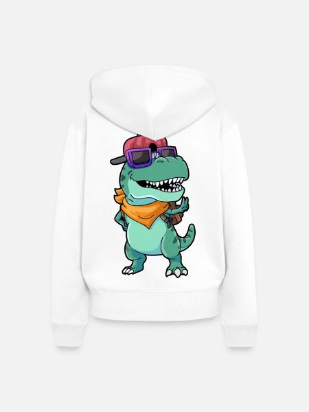 Schule Dino T Rex - Frauen Premium Bio Zip Hoodie - Weiß