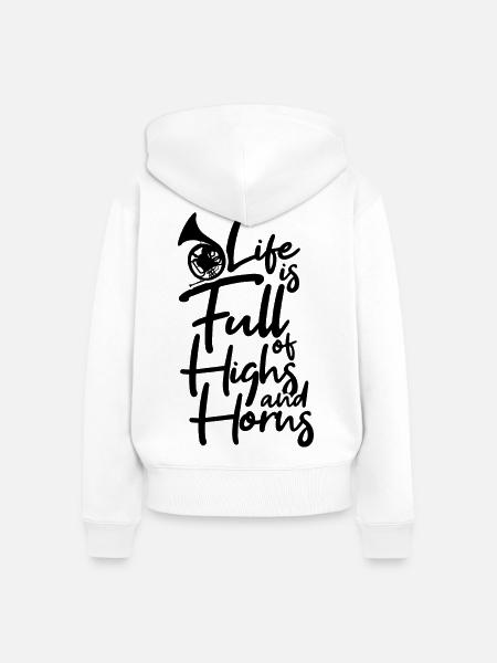 Waldhorn Witz - Frauen Premium Bio Zip Hoodie - Weiß