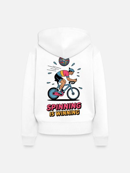 Spinn Is Winning – Retro Trainer - Frauen Premium Bio Zip Hoodie - Weiß