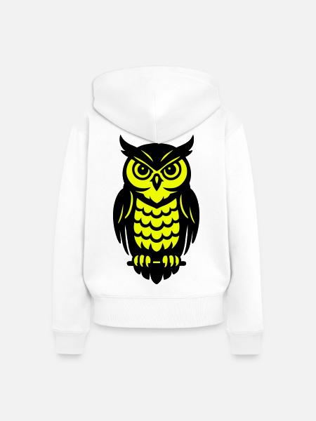Pop Art Eulen Design - Frauen Premium Bio Zip Hoodie - Weiß