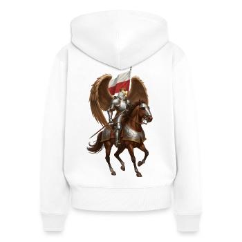 Polnischer Adler geflügelter Husarenreiter - Frauen Premium Bio Zip Hoodie - Weiß - Hinten - AI Model Female 172 light (172cm)