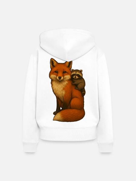 Fuchs und Waschbär - Frauen Premium Bio Zip Hoodie - Weiß