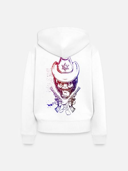 Affen-Cowboy - Frauen Premium Bio Zip Hoodie - Weiß