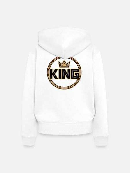 Goldenes Königskronenabzeichen - Frauen Premium Bio Zip Hoodie - Weiß