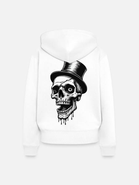 Zylinder Schaedel - Frauen Premium Bio Zip Hoodie - Weiß
