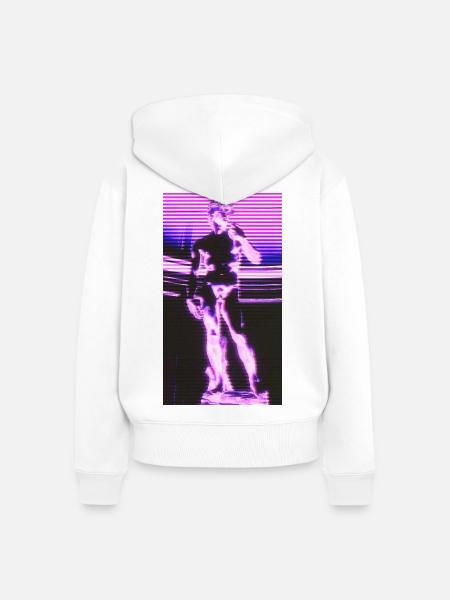 Glitch Futuristische Statue - Frauen Premium Bio Zip Hoodie - Weiß
