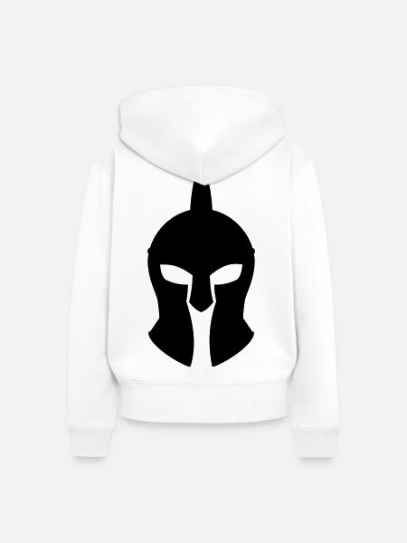 Griechische Kriegerhelm - Frauen Premium Bio Zip Hoodie - Weiß