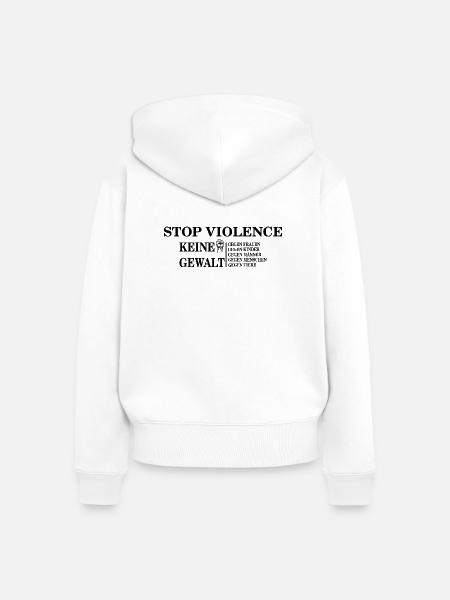 Stop Violence against women Shirt - Frauen Premium Bio Zip Hoodie - Weiß