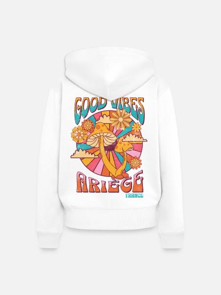 Gute Stimmung in Ariège - Frauen Premium Bio Zip Hoodie - Weiß