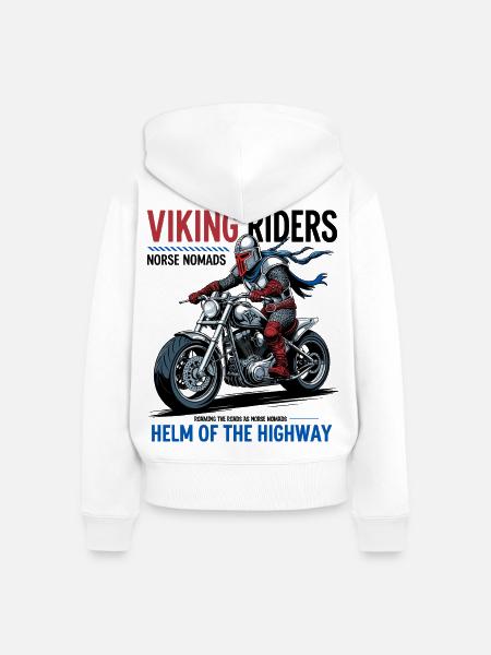 Wikinger Biker - Frauen Premium Bio Zip Hoodie - Weiß