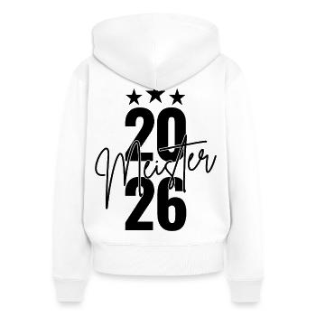 Campione 2026 - Felpa con cappuccio con zip ecologica premium da donna - bianco - Retro - AI Model Female 172 light (172cm)