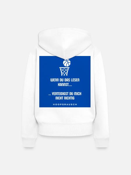 Lesen oder Verteidigen Spruch Hoopsrausch - Frauen Premium Bio Zip Hoodie - Weiß