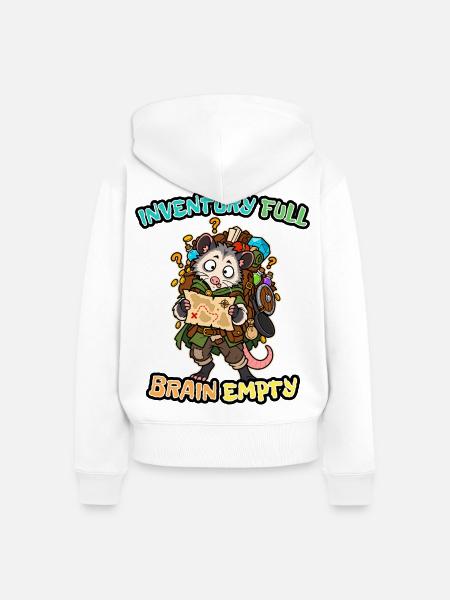 Inventar voller Gehirnleerer Opossumspieler - Frauen Premium Bio Zip Hoodie - Weiß