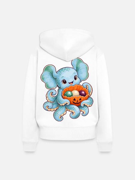 Dumbo-Oktopus mit Kürbismuschel - Frauen Premium Bio Zip Hoodie - Weiß
