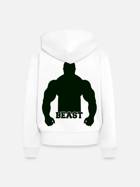 Beast Silhouette Kraft - Frauen Premium Bio Zip Hoodie - Weiß