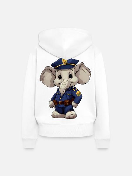 Polizist Elefant - Frauen Premium Bio Zip Hoodie - Weiß