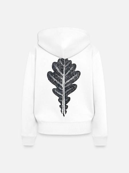 Eichenblatt / Botanischer Blätter - Abdruck - Frauen Premium Bio Zip Hoodie - Weiß