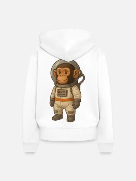 Affe als Astronaut – Weltraum-Abenteuer - Frauen Premium Bio Zip Hoodie - Weiß