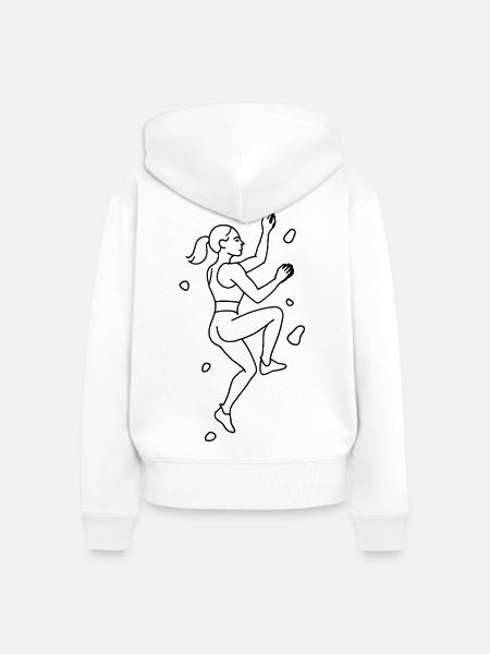 Bouldern Silhouette | Minimalistische Kletterin - Frauen Premium Bio Zip Hoodie - Weiß