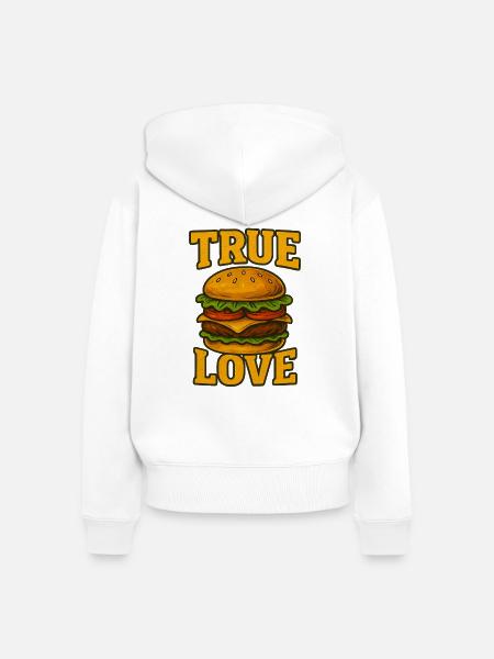 Authentische Burger-Liebe-Illustration - Frauen Premium Bio Zip Hoodie - Weiß