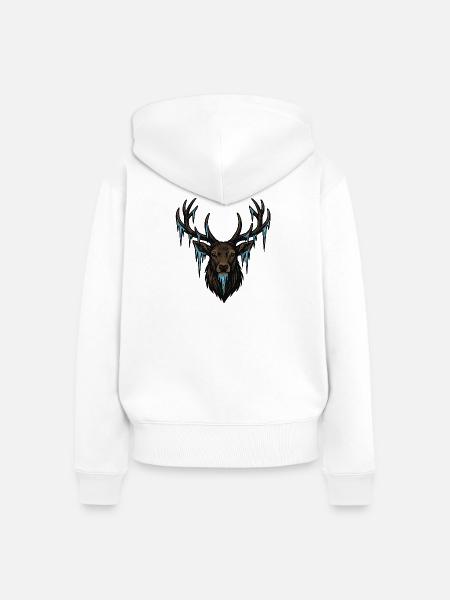 Eiszapfen Hirsch Kopf - Frauen Premium Bio Zip Hoodie - Weiß