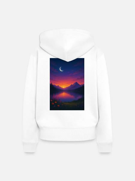 Mondnacht am Bergsee - Frauen Premium Bio Zip Hoodie - Weiß