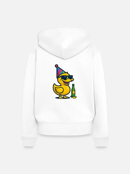 PartyDuckey - Frauen Premium Bio Zip Hoodie - Weiß