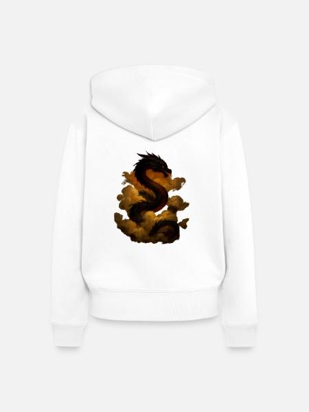 Wolkendrache im Himmel - Frauen Premium Bio Zip Hoodie - Weiß