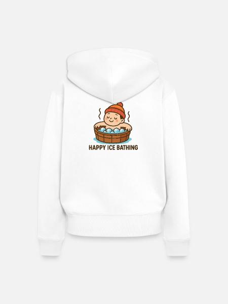 Kuscheliges Eisbad Motiv - Frauen Premium Bio Zip Hoodie - Weiß