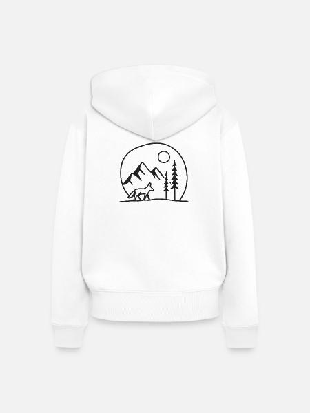 Waldwolf Mondlandschaft Fans Geschenkkarte freunde - Frauen Premium Bio Zip Hoodie - Weiß