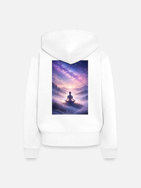 Sternenstille Meditation - Frauen Premium Bio Zip Hoodie - Weiß