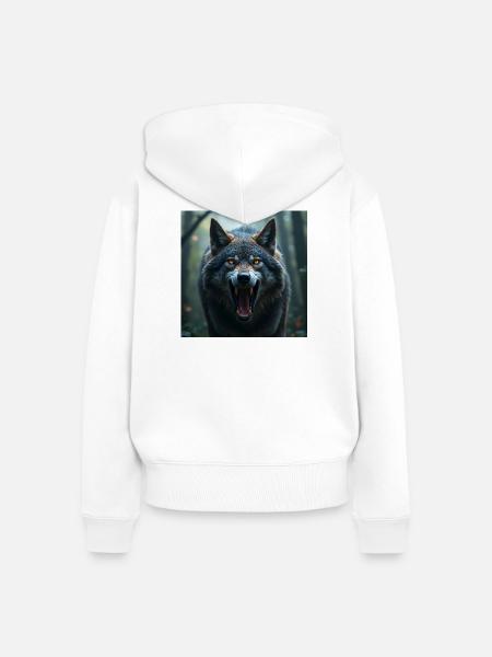 Aggressiver Wolf - Frauen Premium Bio Zip Hoodie - Weiß