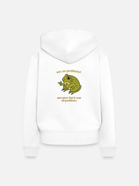 Frosch Sprüche Problemo Remix - Frauen Premium Bio Zip Hoodie - Weiß